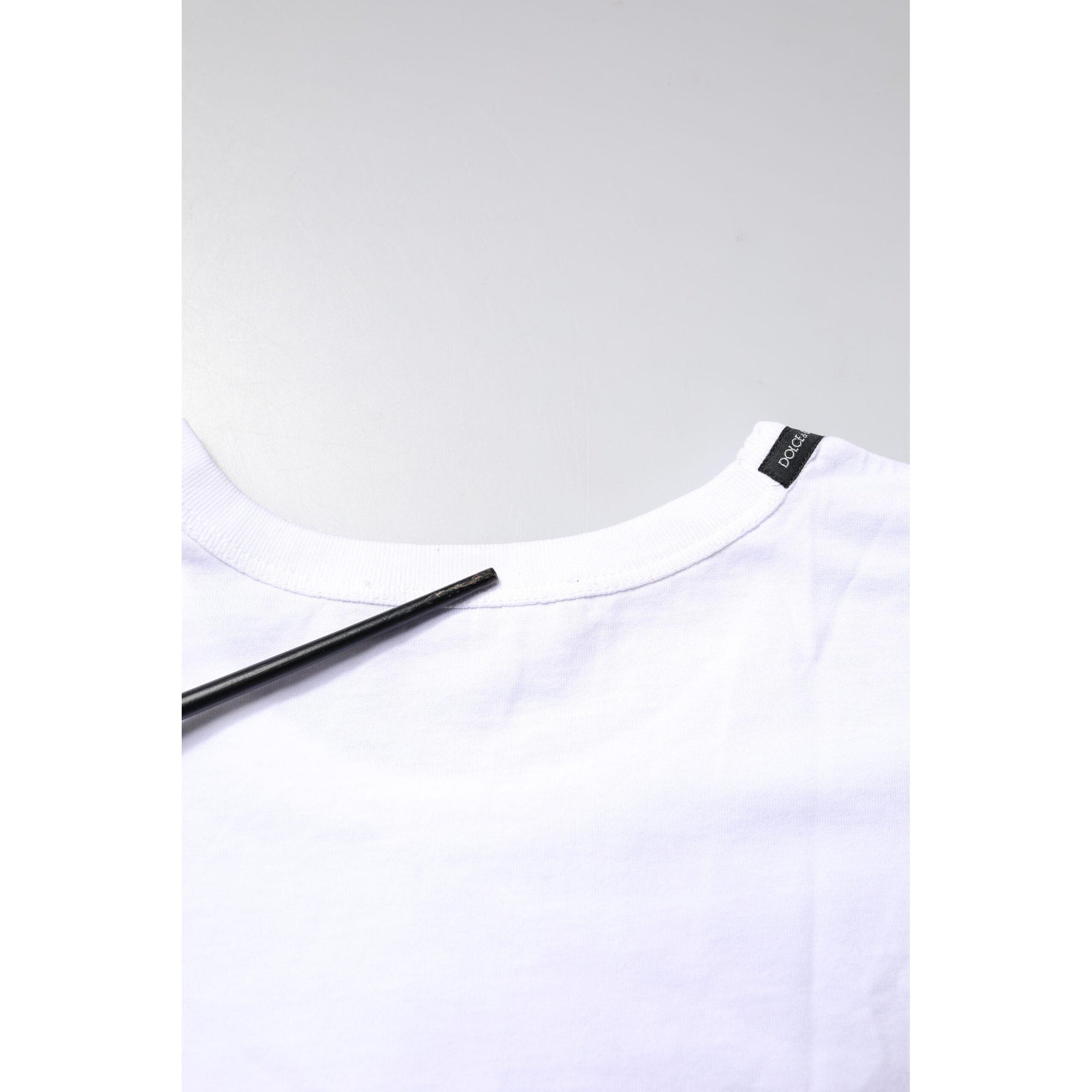 Dolce &amp; Gabbana White Cotton Crew Neck Cropped Top T-shirt