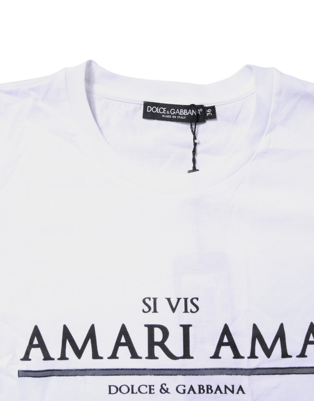 Dolce & Gabbana White Cotton Printed Round Neck Top T-shirt