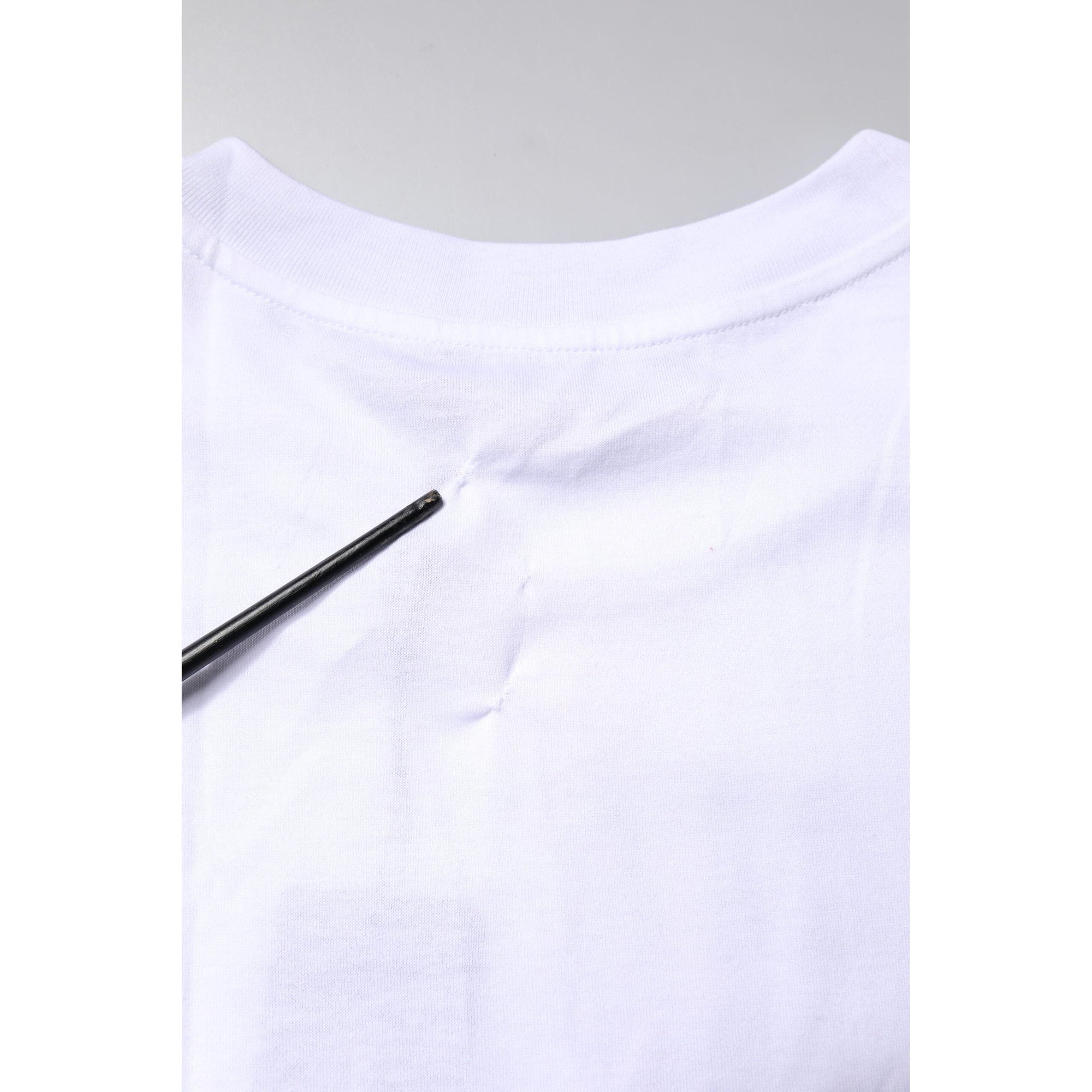 Dolce &amp; Gabbana White Printed Round Neck Top Cotton T-shirt