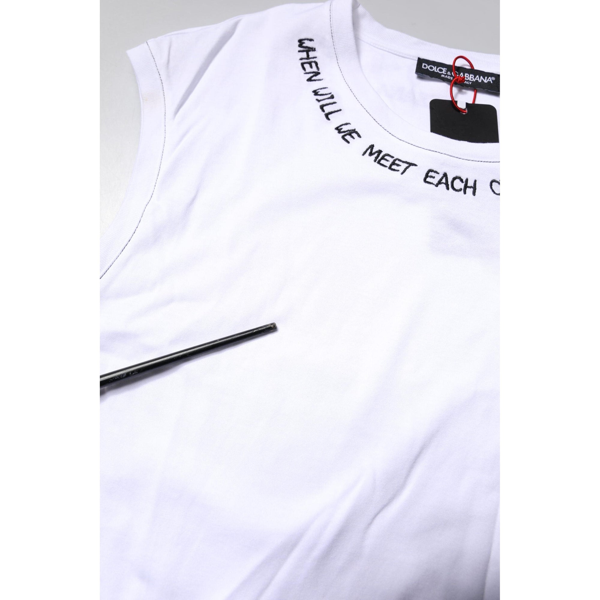 Dolce &amp; Gabbana White Cotton Sleeveless Printed Tank T-shirt