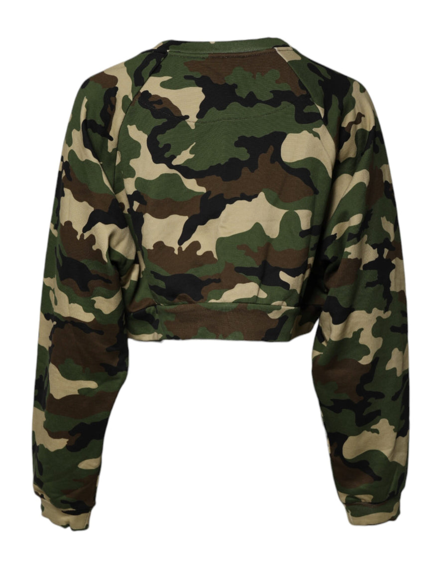 Dolce & Gabbana Multicolor Camou Cropped Sweatshirt Sweater