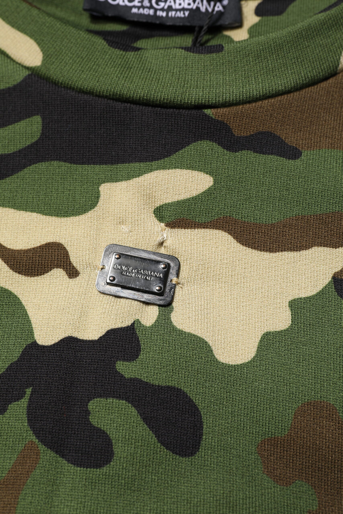 Dolce & Gabbana Multicolor Camou Cropped Sweatshirt Sweater