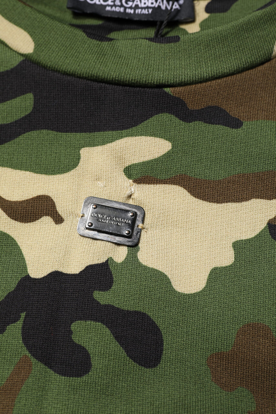 Dolce & Gabbana Multicolor Camou Cropped Sweatshirt Sweater