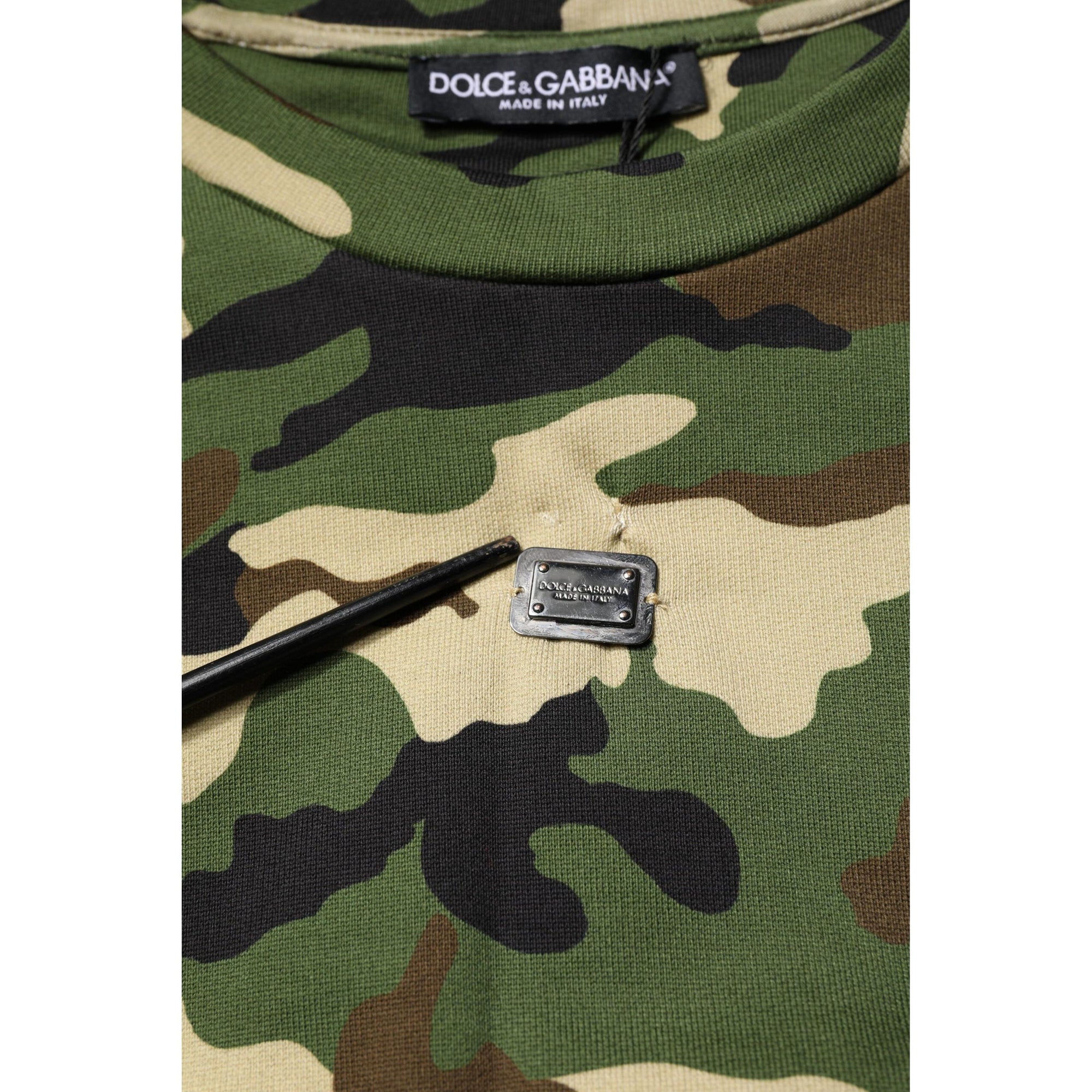 Dolce &amp; Gabbana Multicolor Camou Cropped Sweatshirt Sweater