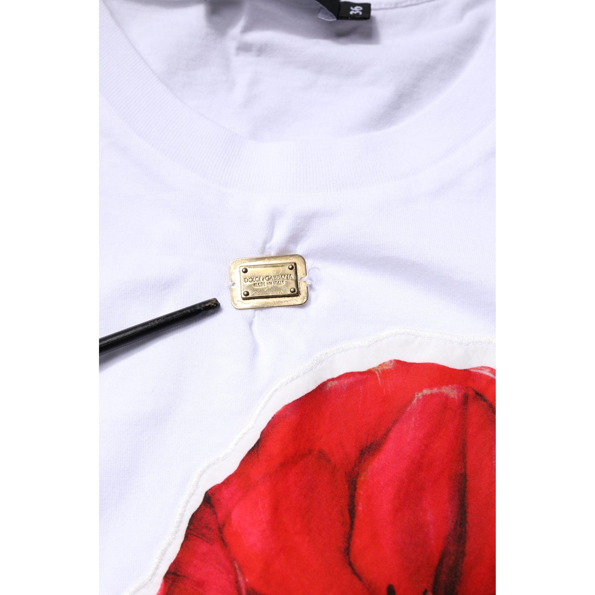 Dolce &amp; Gabbana White Floral Print Cotton Crew Neck T-shirt