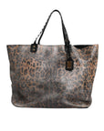 Dolce & Gabbana Brown Leopard BEATRICE Leather Logo Plaque Tote Bag