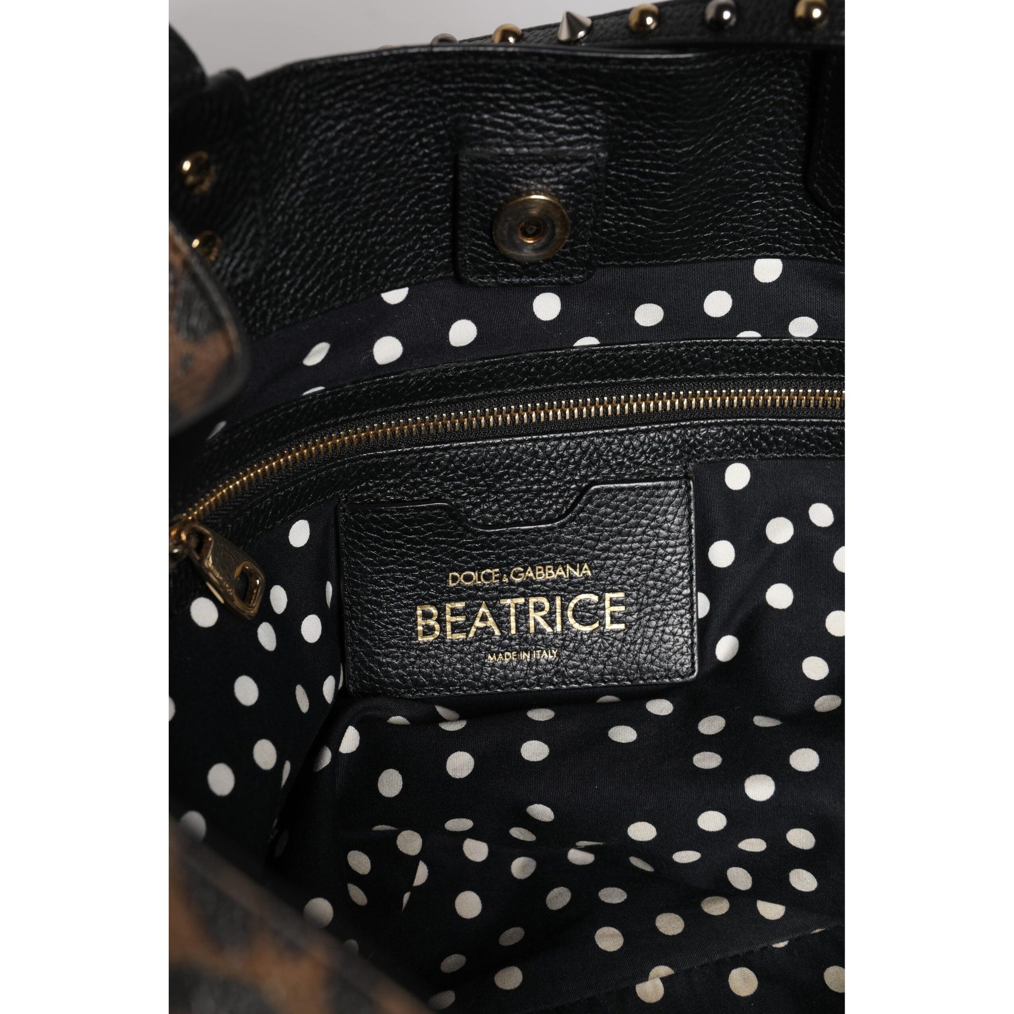 Dolce &amp; Gabbana Brown Leopard BEATRICE Leather Logo Plaque Tote Bag