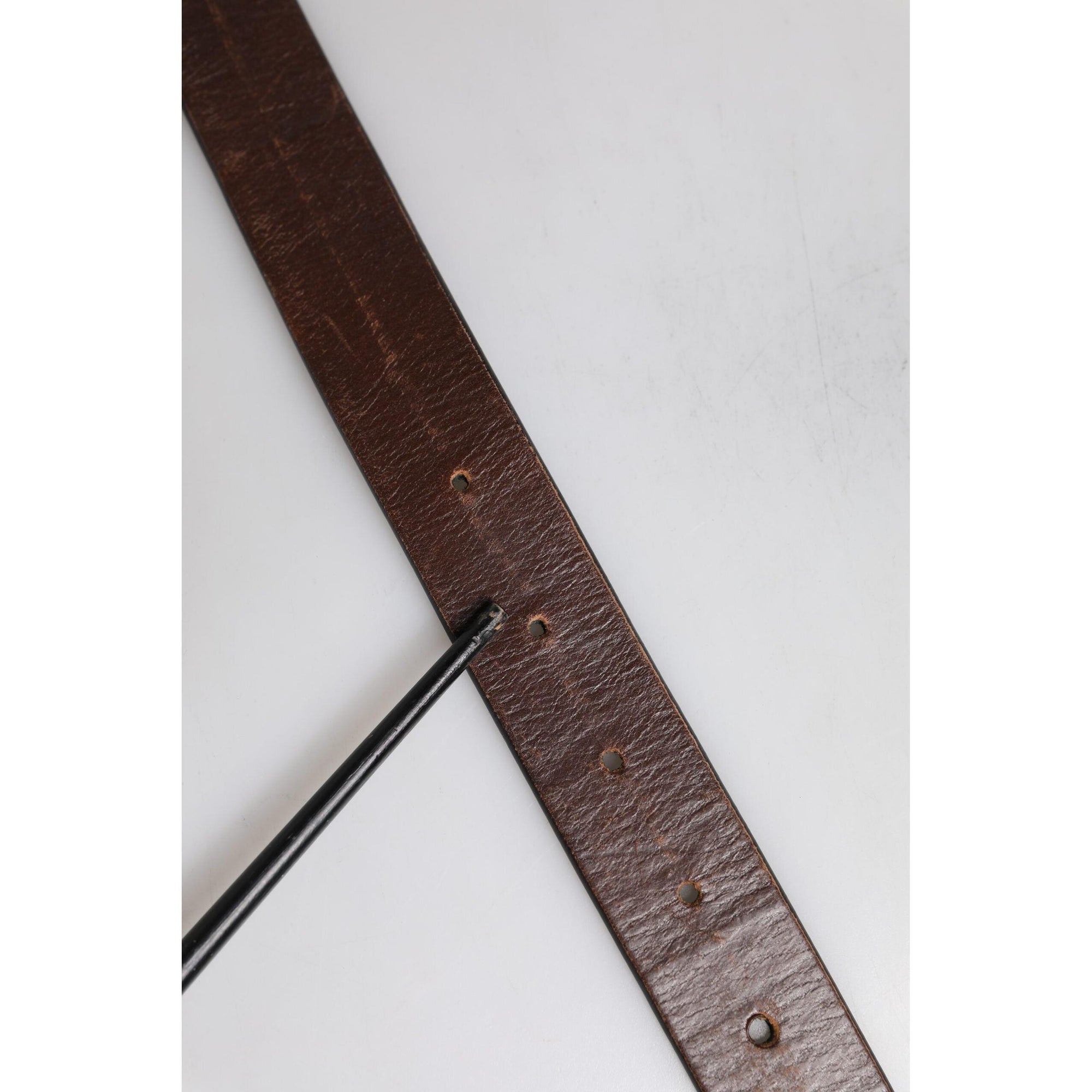 Dolce &amp; Gabbana Brown Solid Leather Classic Waist Buckle Belt