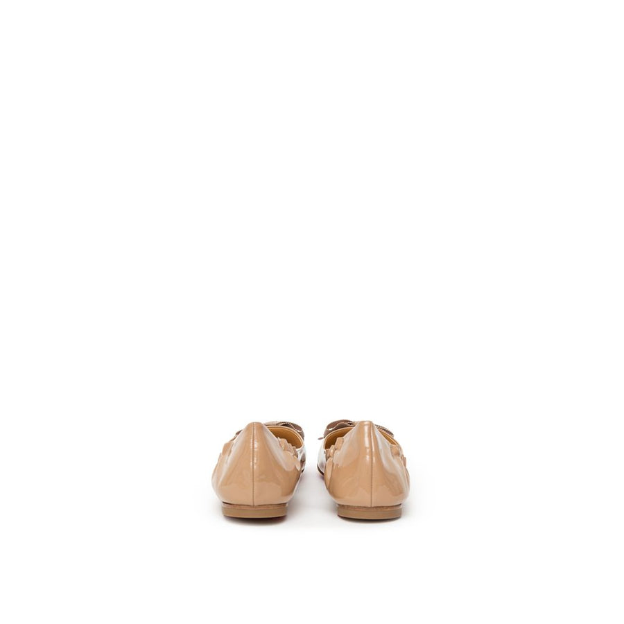 Christian Louboutin Beige Patent Leather Flat Shoe
