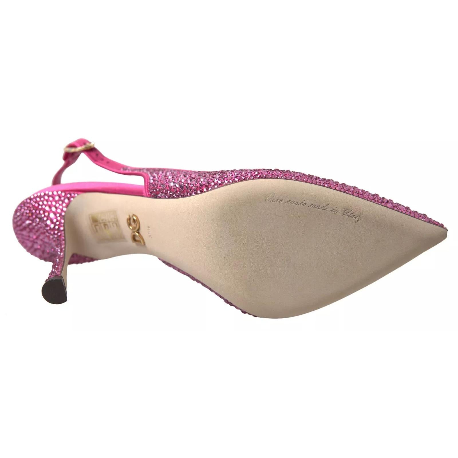 Dolce &amp; Gabbana Pink Slingbacks Crystal Pumps Shoes