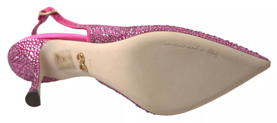 Dolce & Gabbana Pink Slingbacks Crystal Pumps Shoes