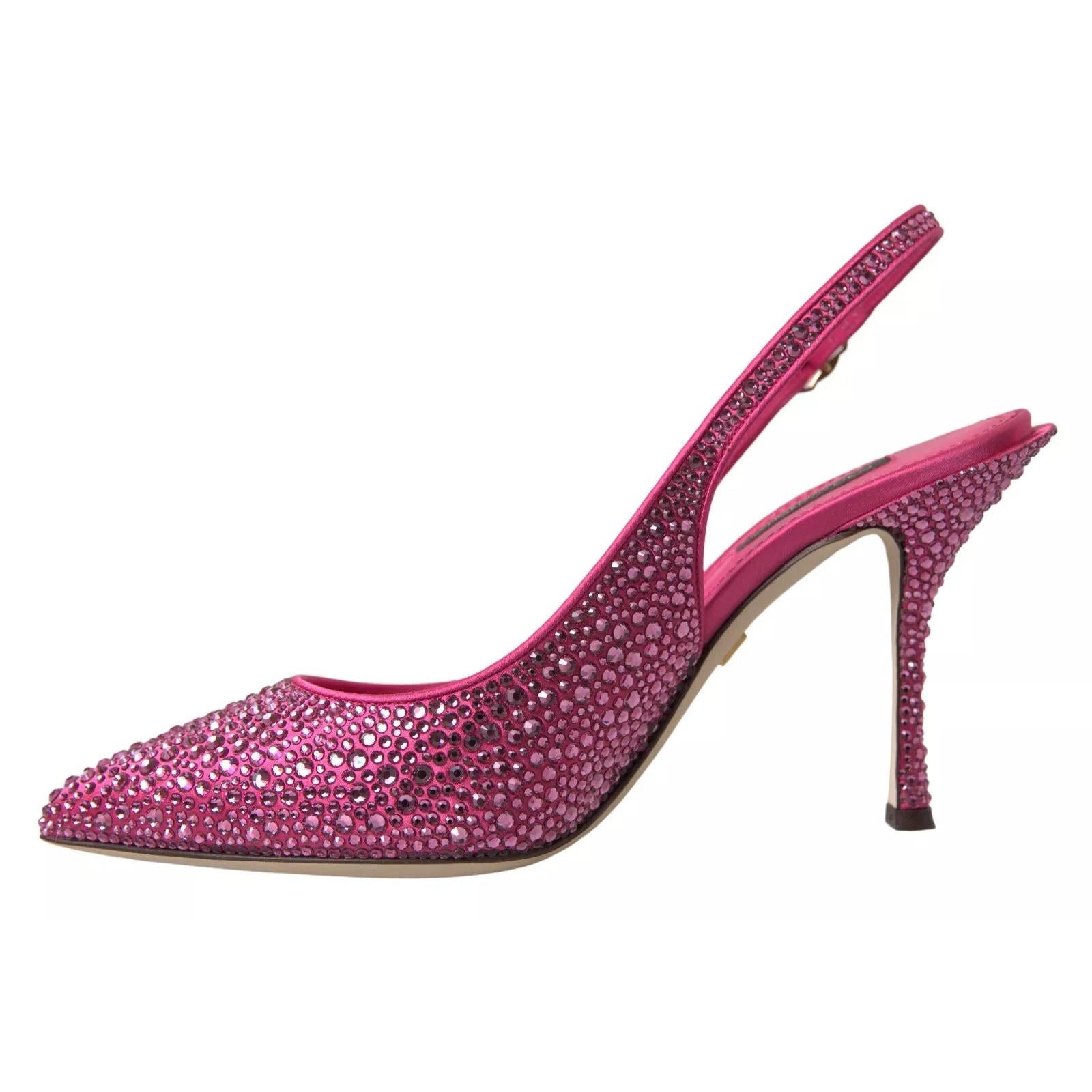 Dolce &amp; Gabbana Pink Slingbacks Crystal Pumps Shoes