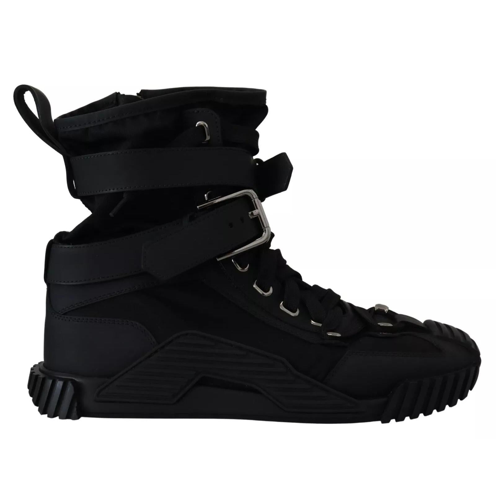 Dolce &amp; Gabbana Black Nylon High Top Sorrento Sneakers Shoes