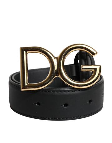 Dolce & Gabbana Black Leather Metal Waist DG Logo Buckle Belt