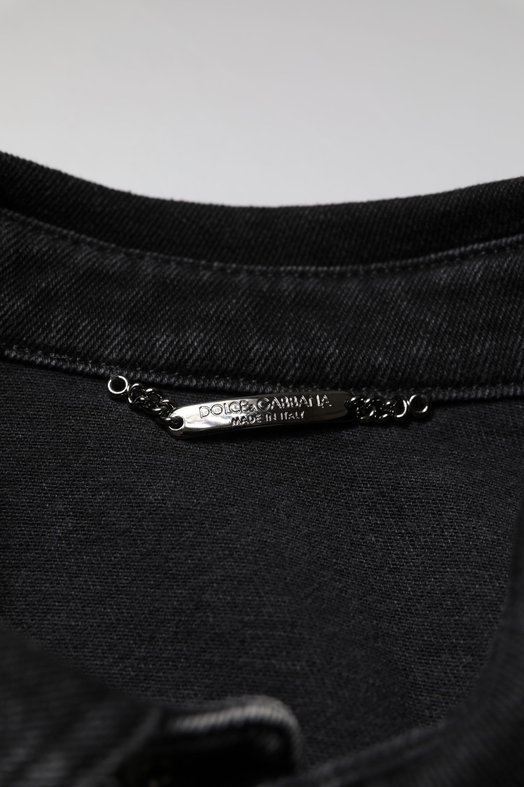 Dolce &amp; Gabbana Black Logo Cotton Stretch Denim Jacket
