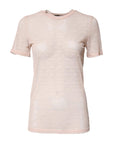Dolce & Gabbana Beige Nylon Sheer Logo Monogram Crew Neck Top
