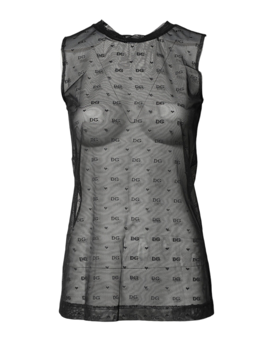 Dolce & Gabbana Black Nylon Logo Monogram Sleeveless Tank Top