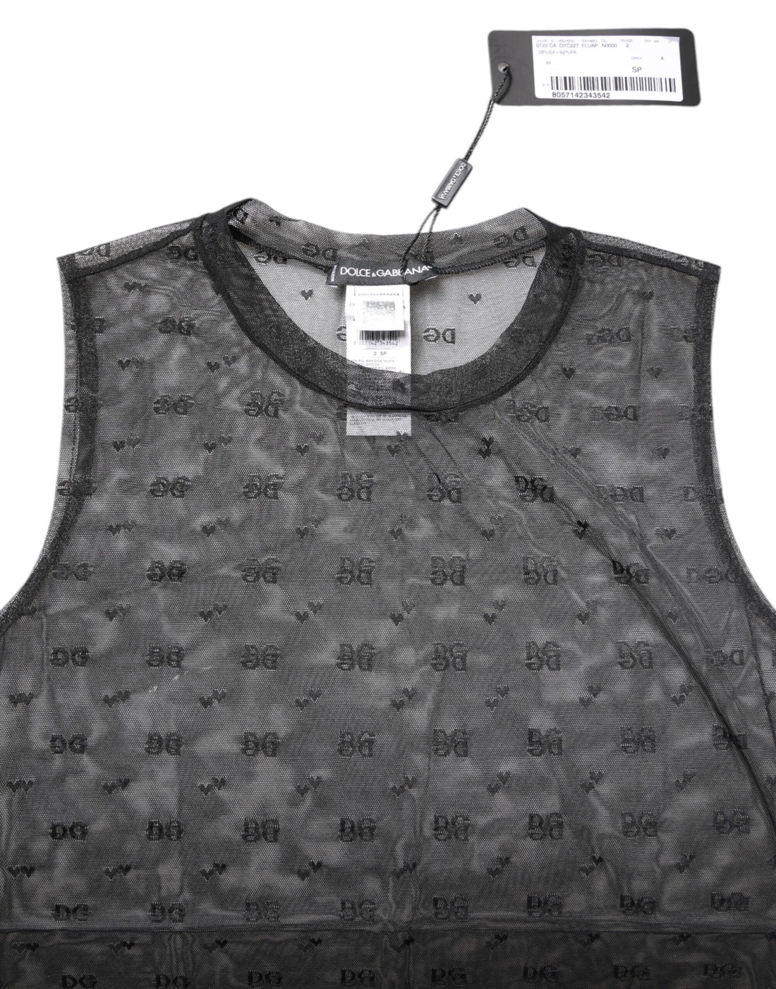 Dolce & Gabbana Black Nylon Logo Monogram Sleeveless Tank Top