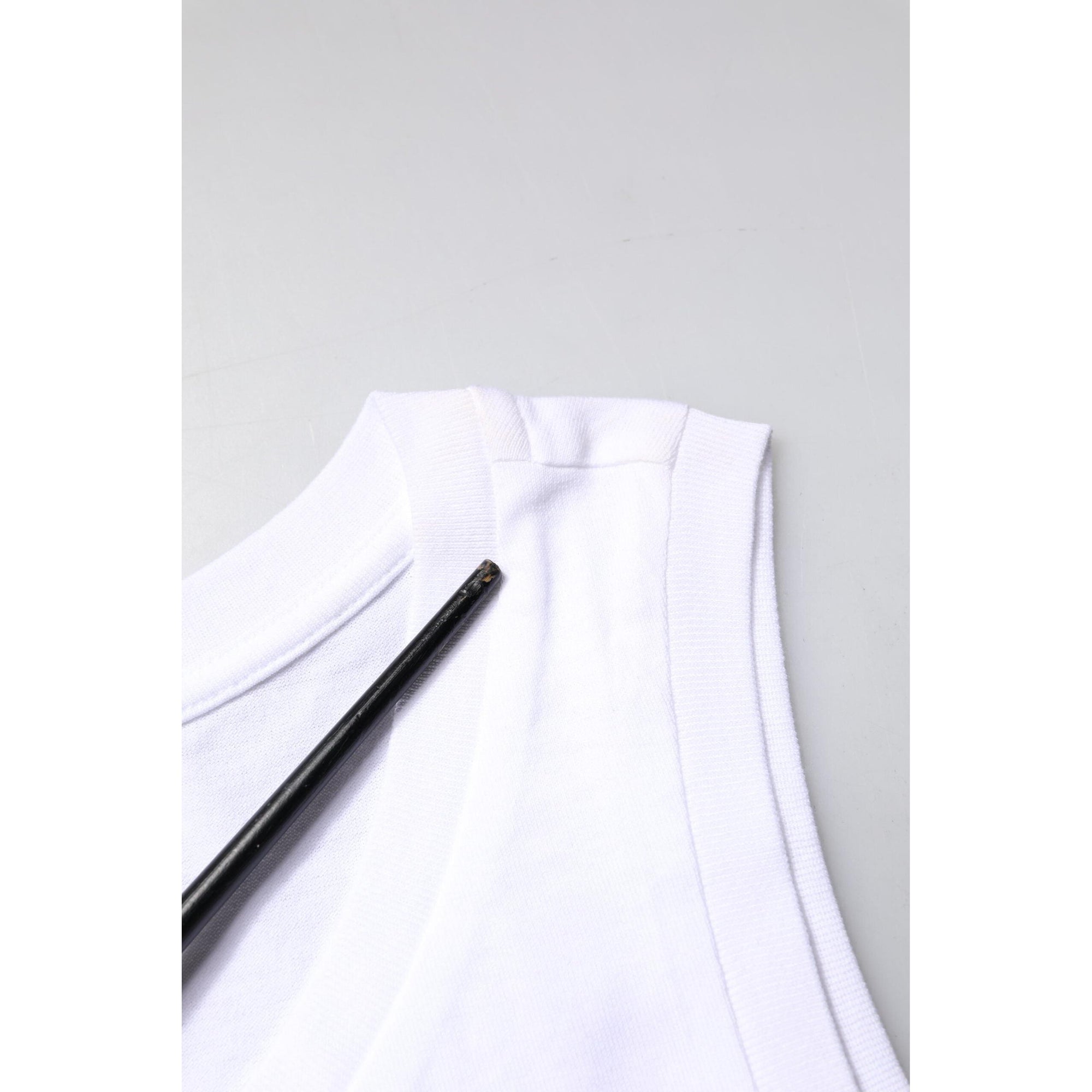 Dolce &amp; Gabbana White Cotton Sleeveless Crew Neck T-shirt