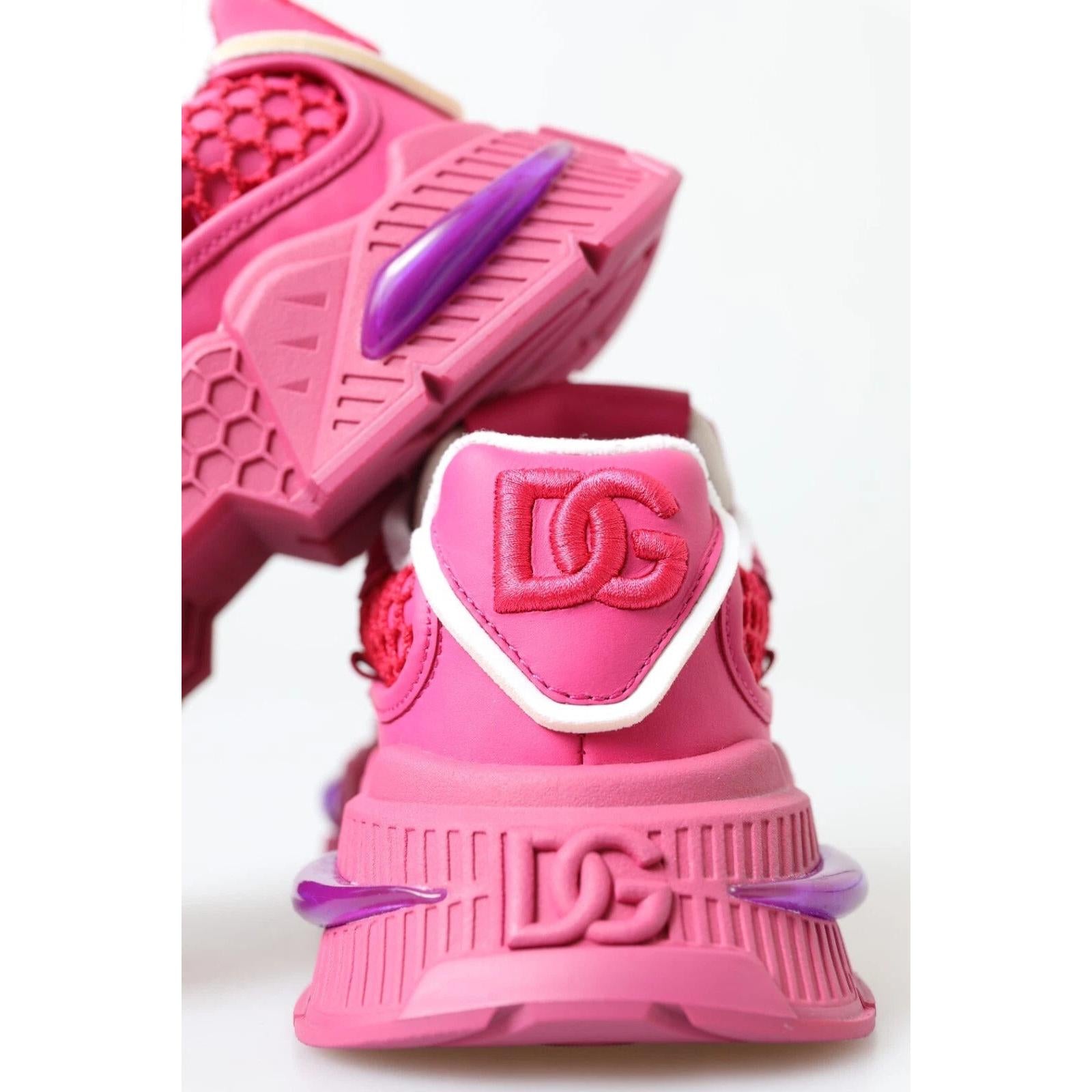 Dolce &amp; Gabbana Pink Airmaster Mesh Panelled Low Top Sneakers Shoes