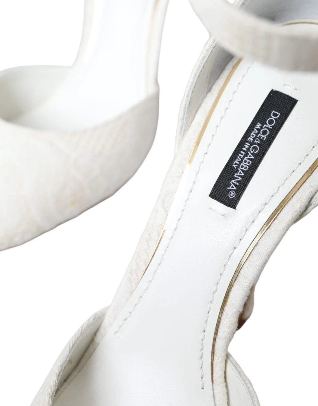 Dolce & Gabbana White Floral Jacquard Mary Janes Heels Pumps Shoes