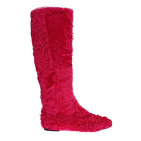 Dolce & Gabbana Elegant Pink Lambskin Fur Boots