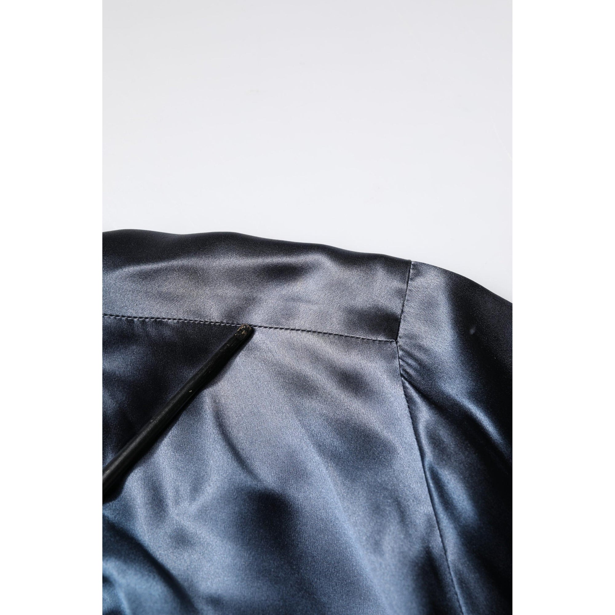 Dolce &amp; Gabbana Blue Solid Silk Men Wrap Robe Coat Jacket