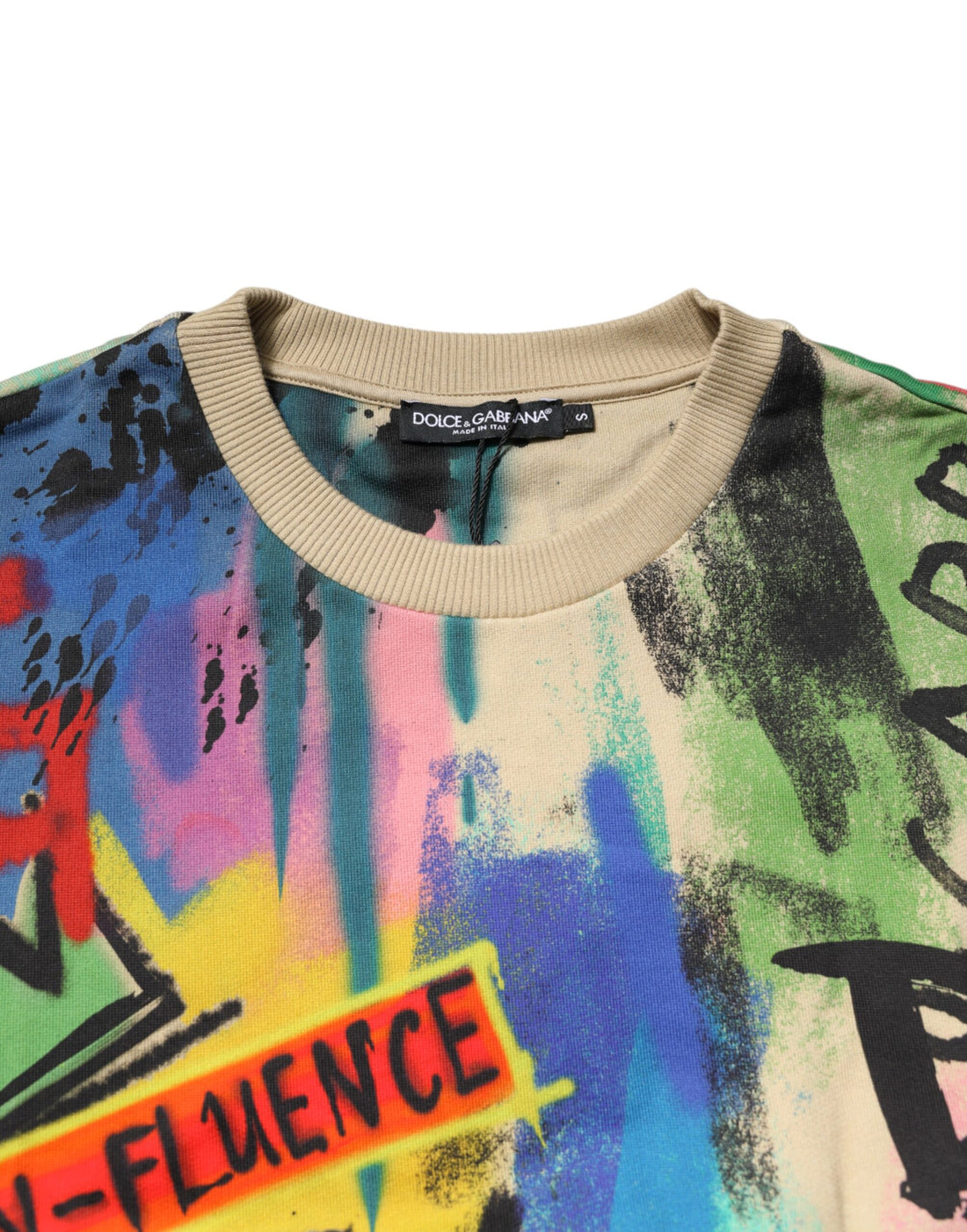 Dolce & Gabbana Multicolor Print Cotton Pullover Sweater