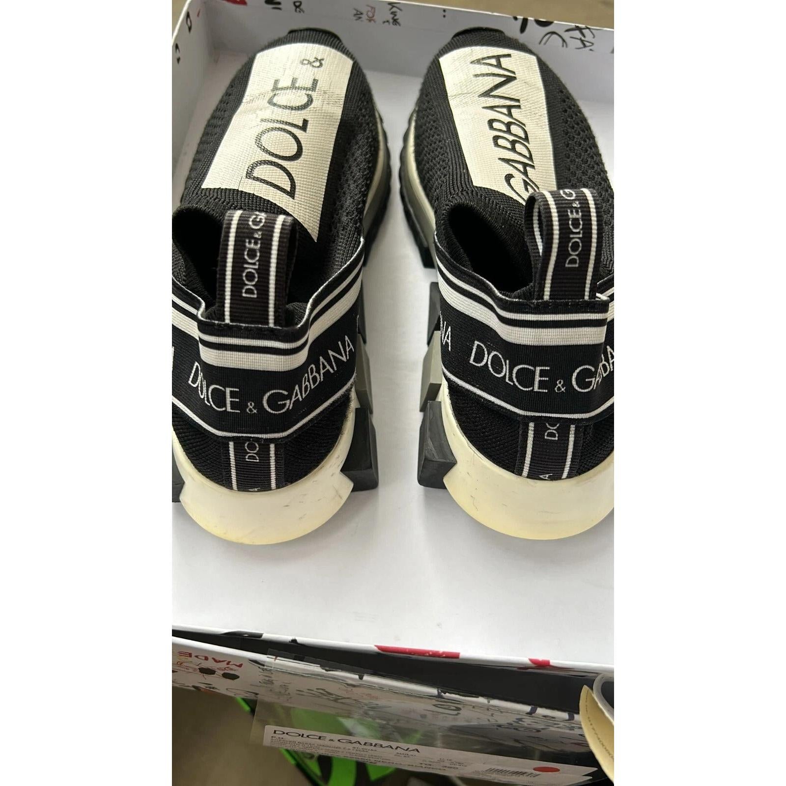 Dolce &amp; Gabbana Black White Slip On Sorrento Sneakers Shoes