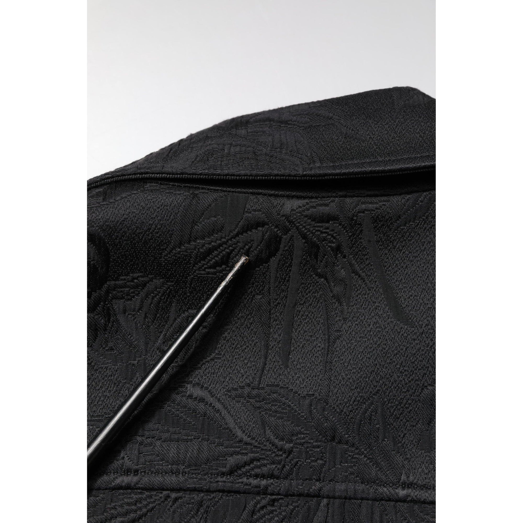 Dolce &amp; Gabbana Black Brocade Cotton Full Zip Biker Jacket