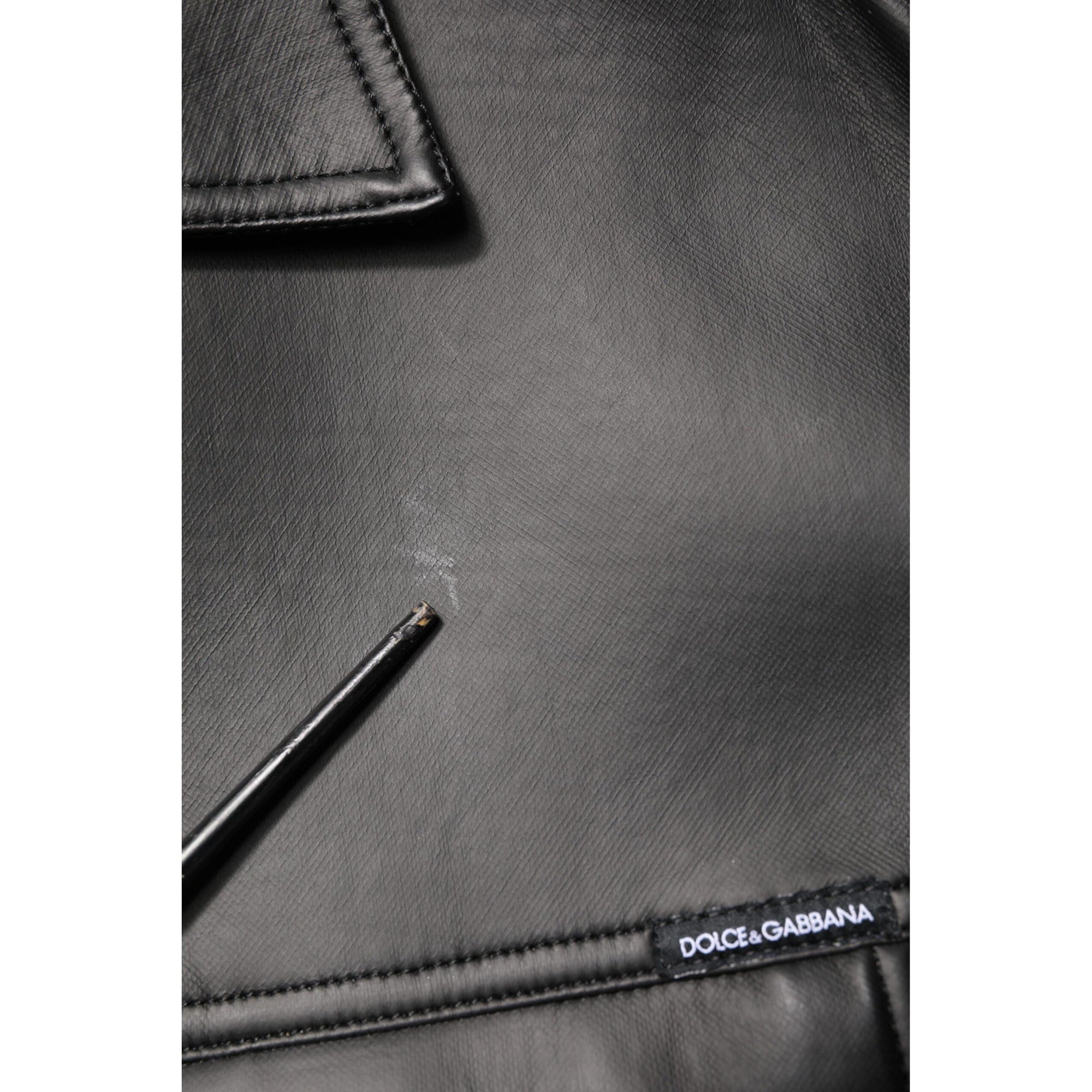 Dolce &amp; Gabbana Black Polyester Button Down Biker Jacket