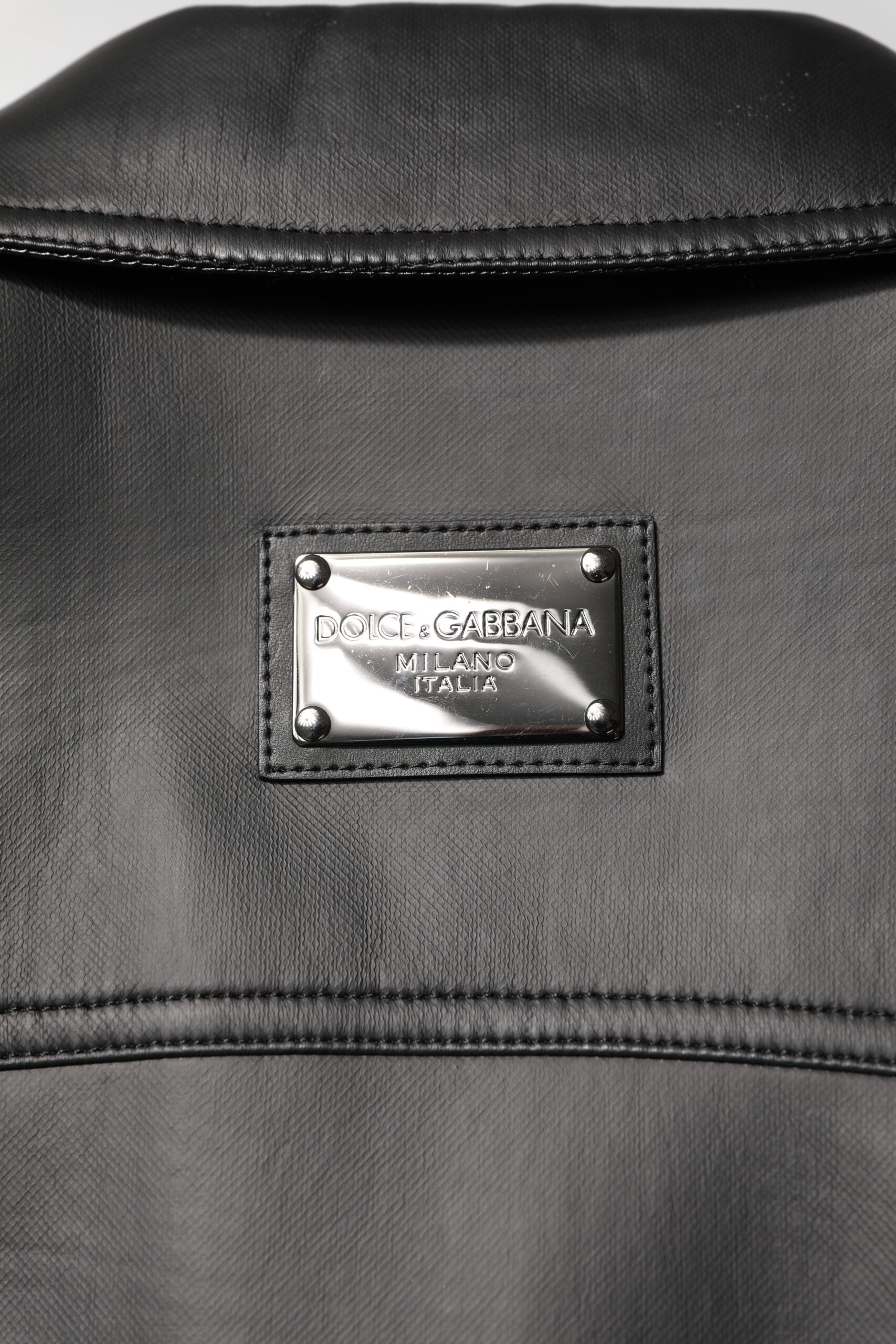 Dolce &amp; Gabbana Black Polyester Button Down Biker Jacket