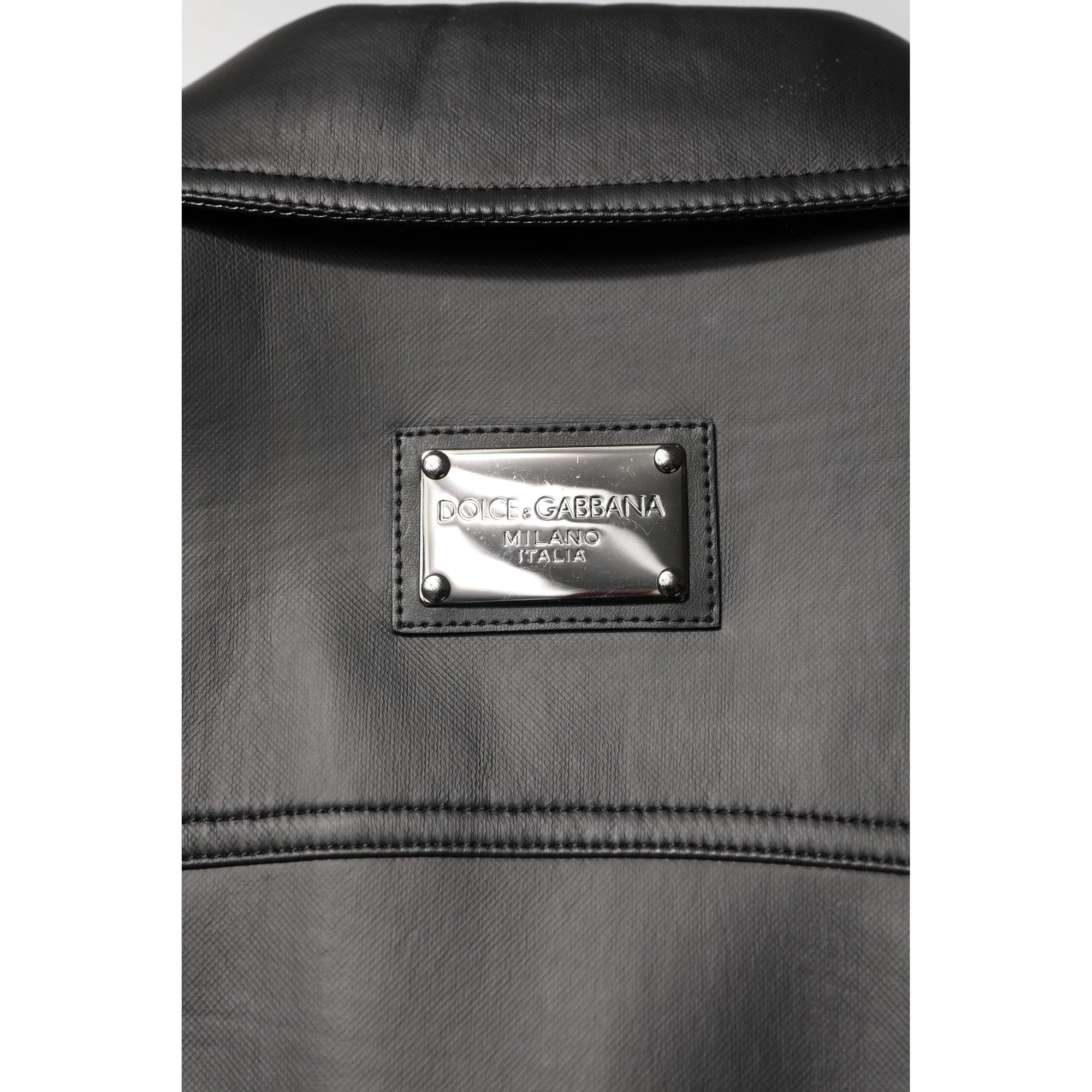 Dolce &amp; Gabbana Black Polyester Button Down Biker Jacket