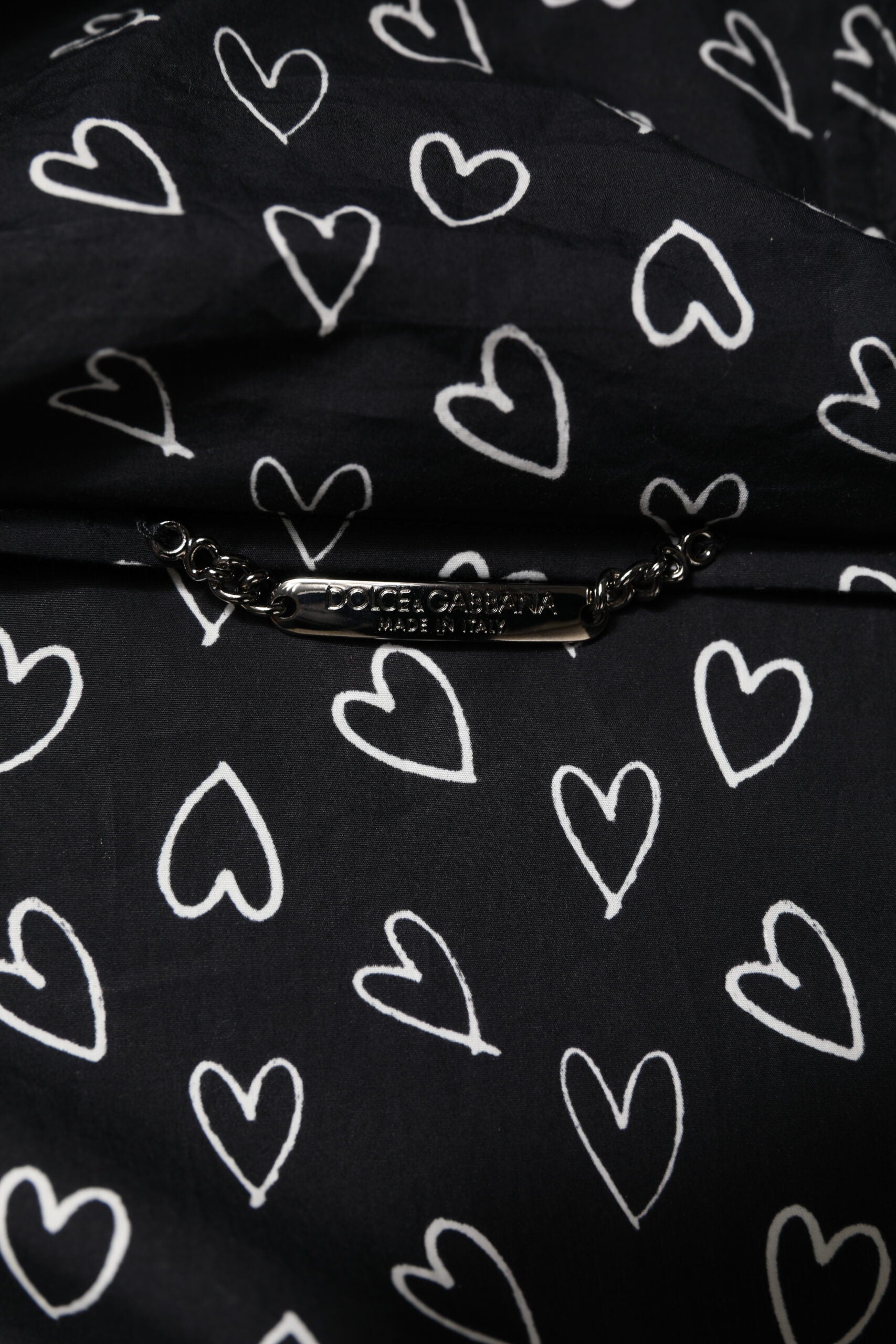 Dolce &amp; Gabbana Black Heart Print Hooded Windbreaker Jacket