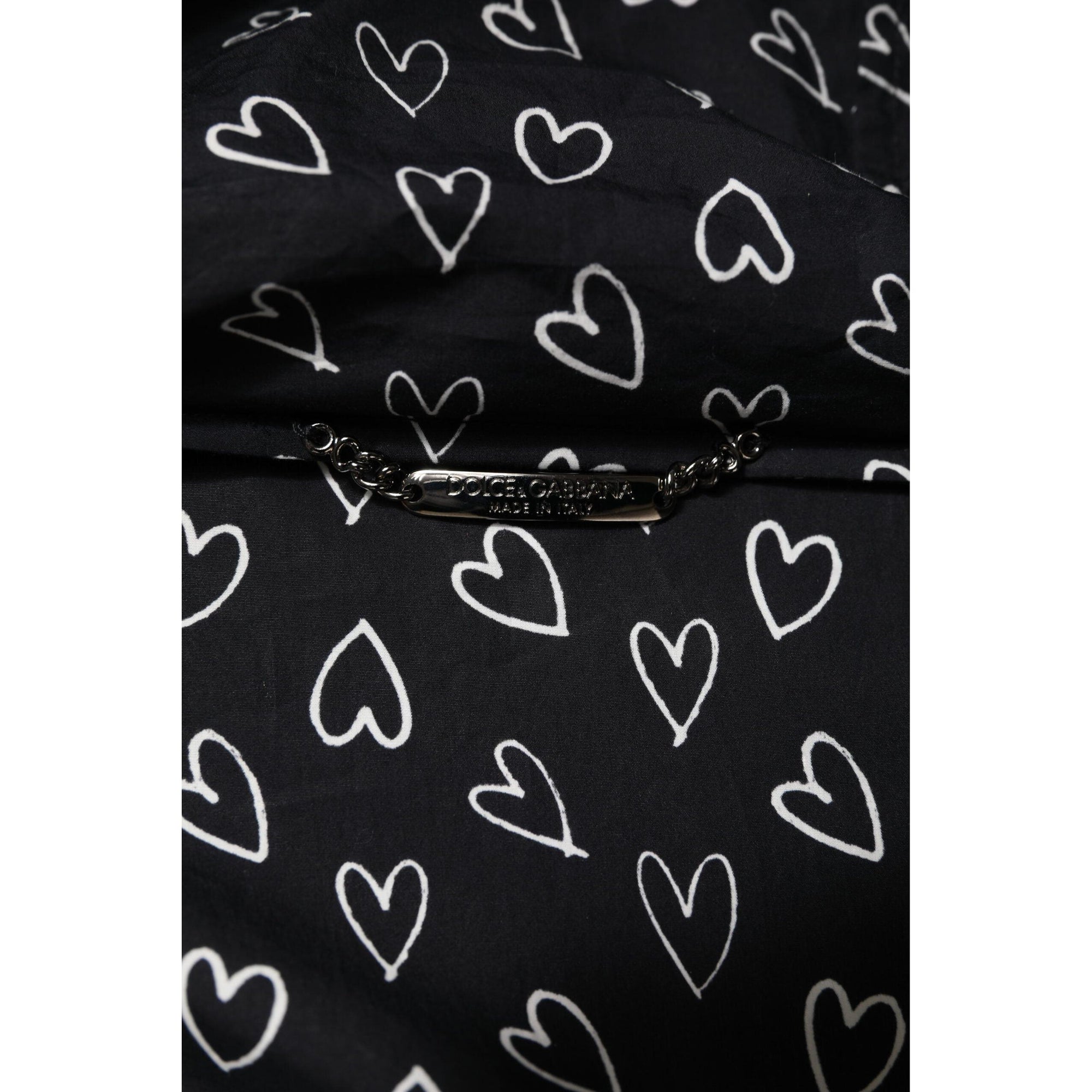 Dolce &amp; Gabbana Black Heart Print Hooded Windbreaker Jacket