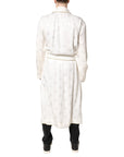 Dolce & Gabbana Ivory Silk Logo Men Wrap Robe Coat Jacket