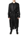Dolce & Gabbana Black Silk DG Logo Men Wrap Robe Coat Jacket