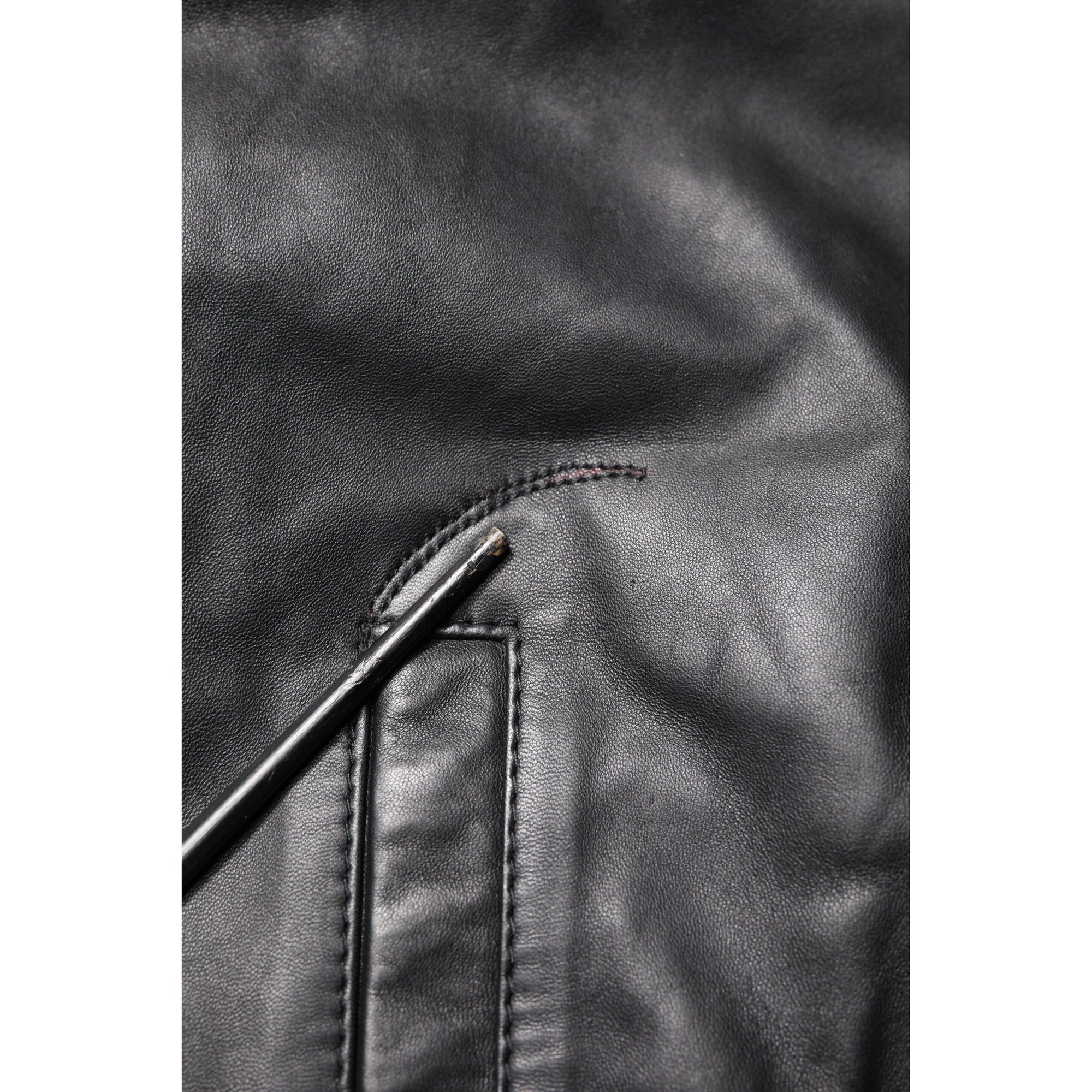 Dolce &amp; Gabbana Black Lambskin Leather Full Zip Biker Jacket