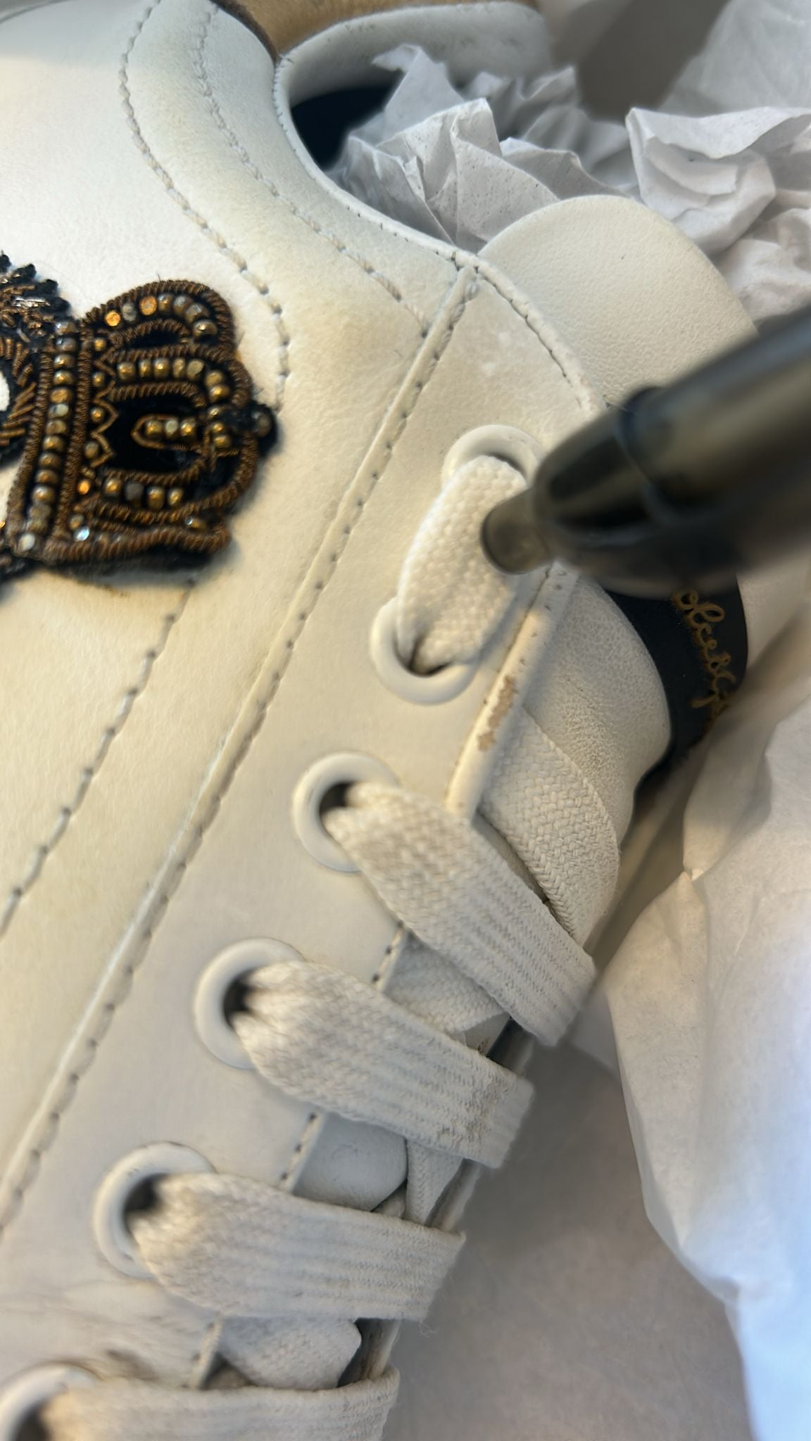 Dolce &amp; Gabbana White Crown Patch Portofino Sneakers Shoes