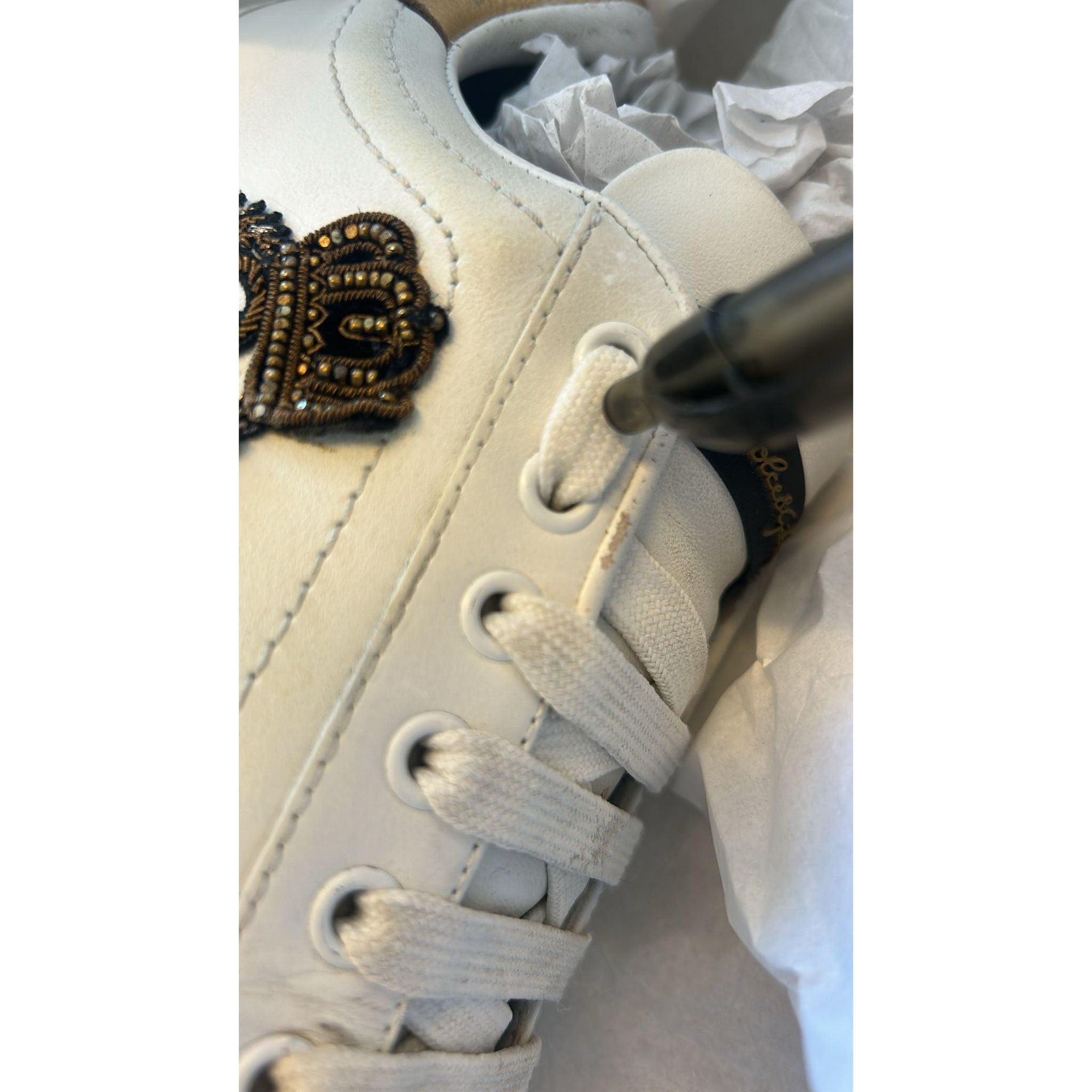 Dolce &amp; Gabbana White Crown Patch Portofino Sneakers Shoes