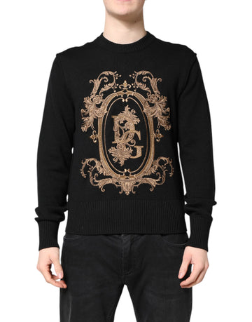 Dolce & Gabbana Black Logo Embroidery Knit Pullover Sweater
