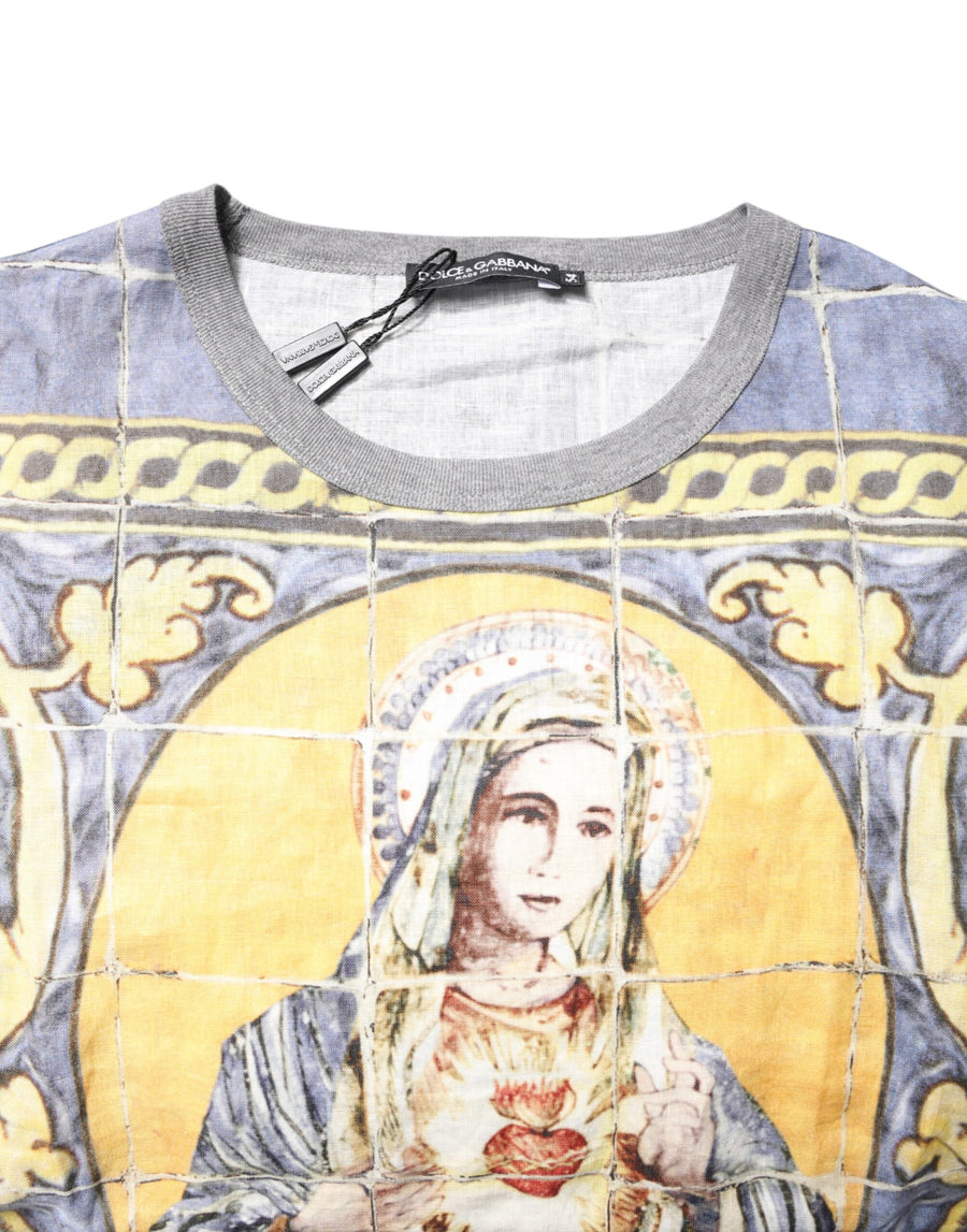 Dolce & Gabbana Multicolor Religious Print Round Neck T-shirt