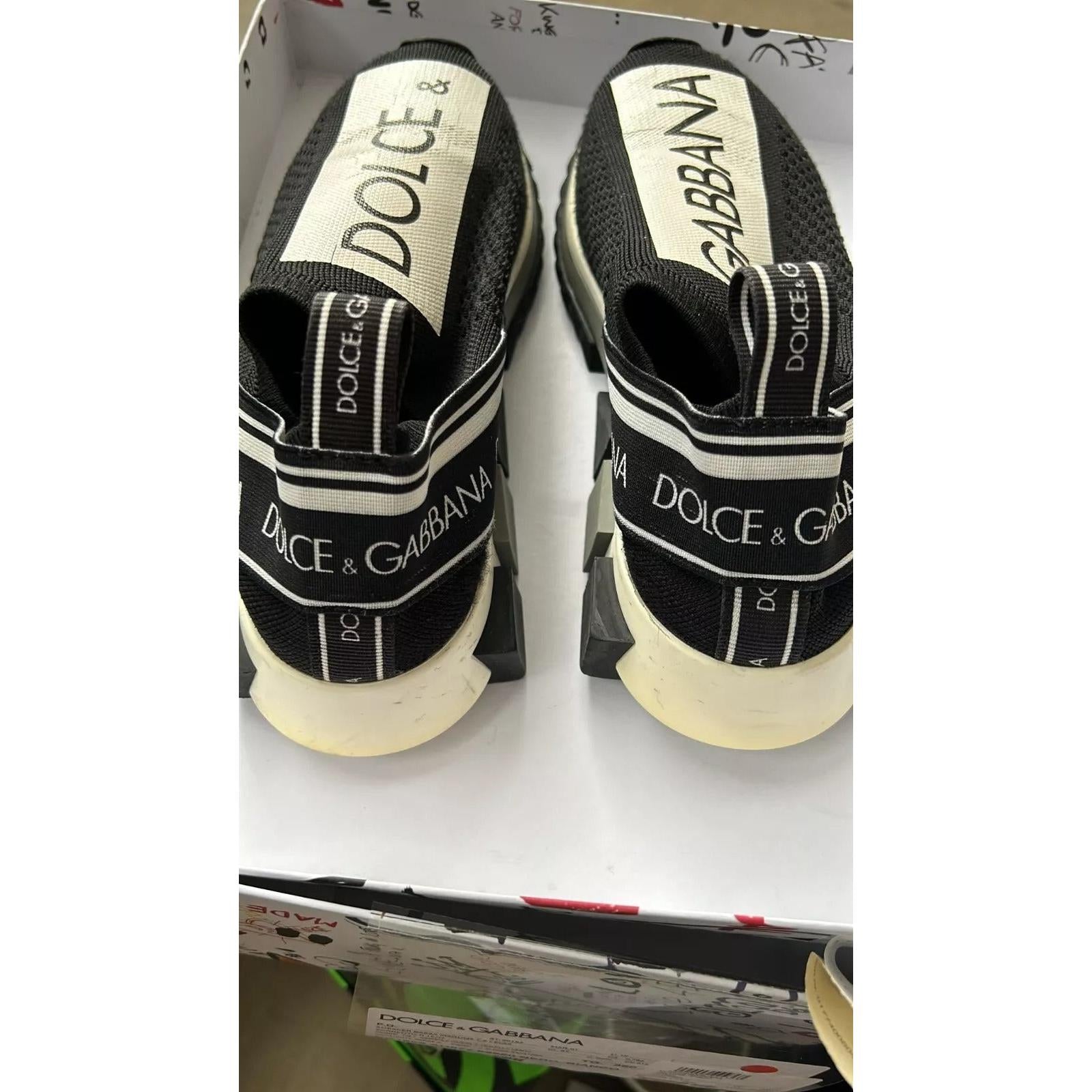 Dolce &amp; Gabbana Black White Slip On Sorrento Sneakers Shoes