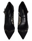 Dolce & Gabbana Black Mary Jane Taormina Lace Pumps Shoes