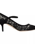 Dolce & Gabbana Black Mary Jane Taormina Lace Pumps Shoes