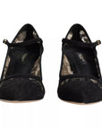Dolce & Gabbana Black Mary Jane Taormina Lace Pumps Shoes