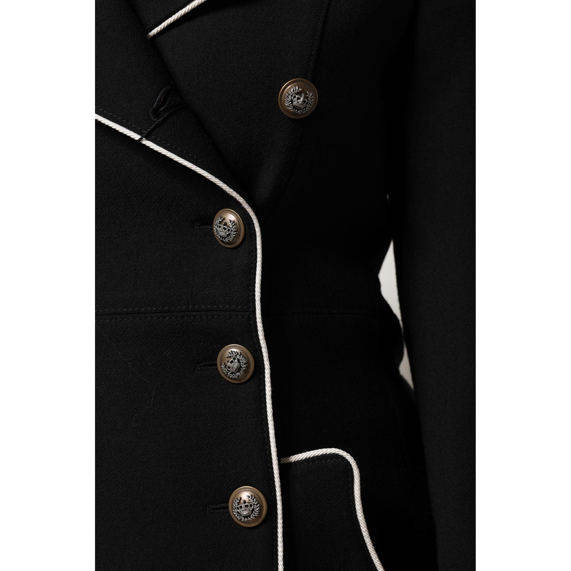 Dolce &amp; Gabbana Black Wool Double Breasted Blazer Jacket