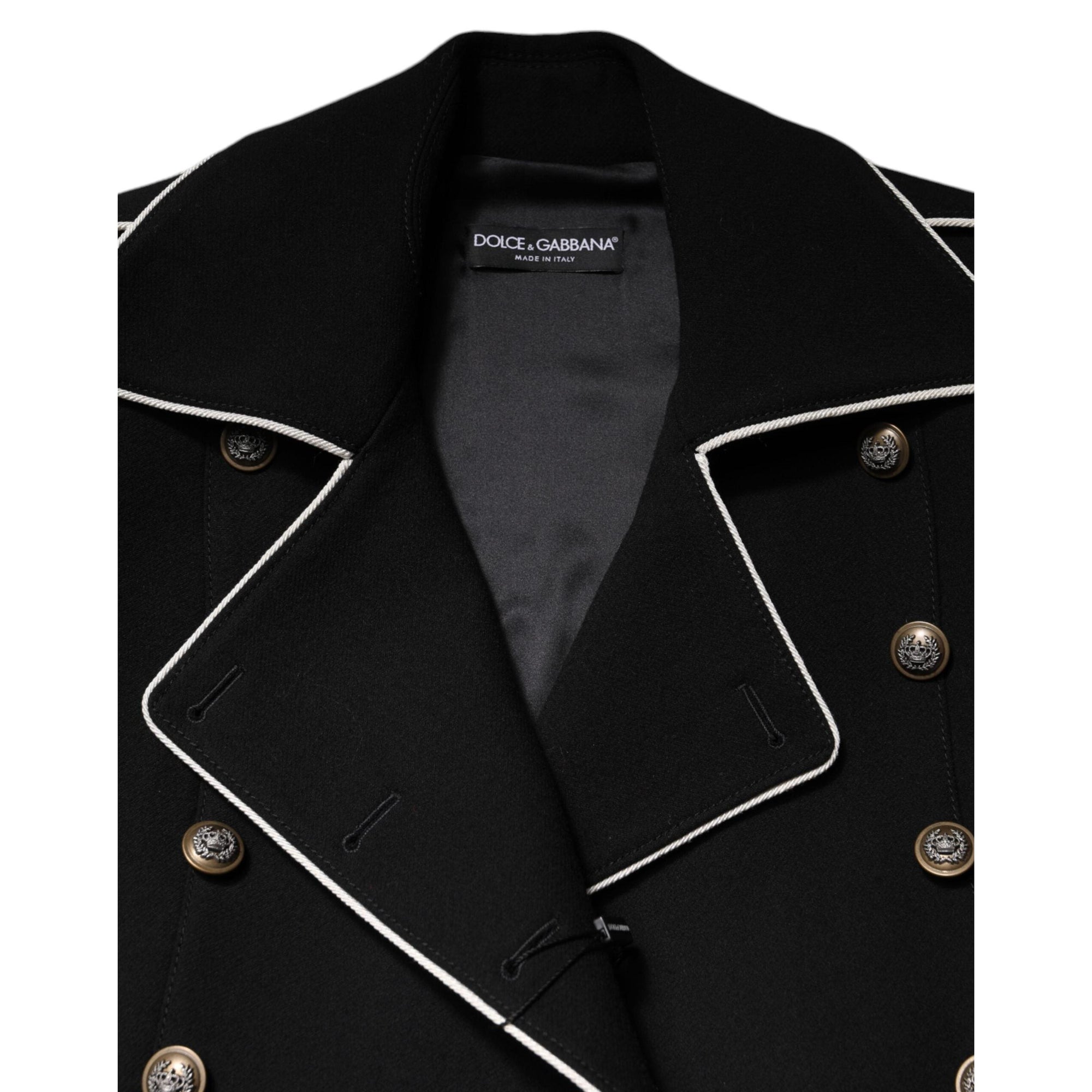 Dolce &amp; Gabbana Black Wool Double Breasted Blazer Jacket