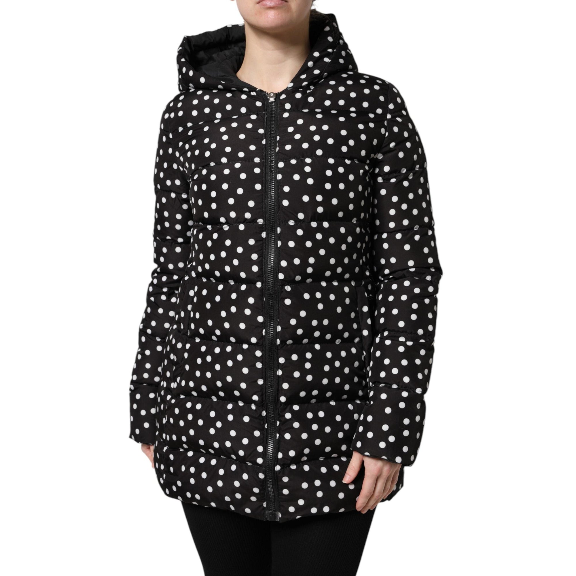 Dolce &amp; Gabbana Black Puffer Hooded Zip Reversible Jacket