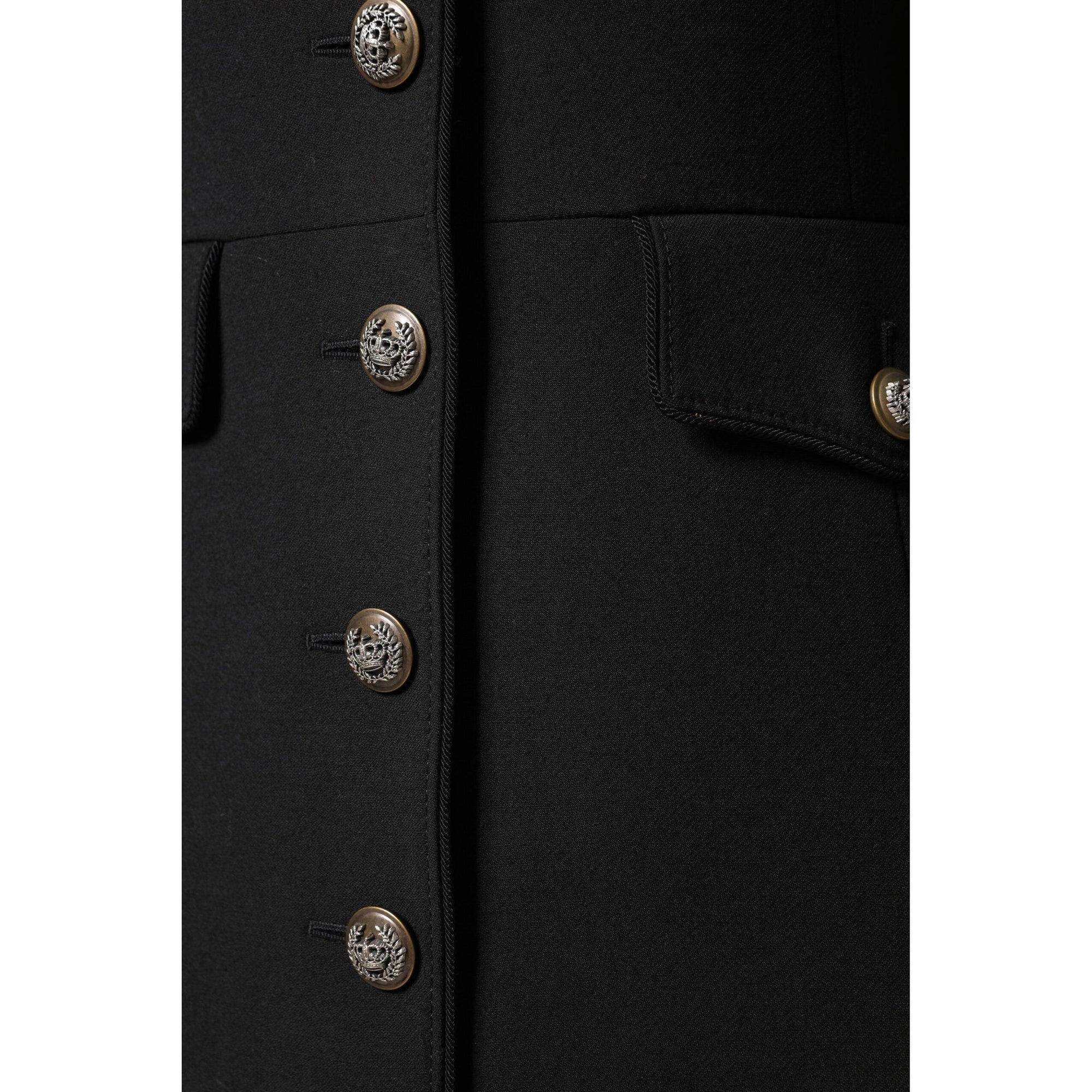 Dolce &amp; Gabbana Black Wool Single Breasted Trench Coat Jacket